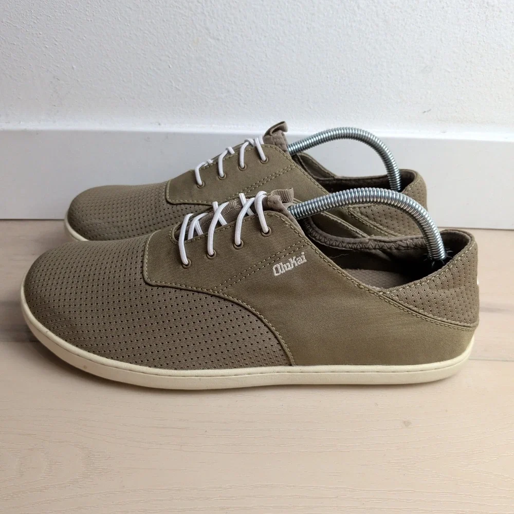 OluKai Nohea Moku Mens 10.5 Olive Green Boat Shoes Sneakers 10283-1020